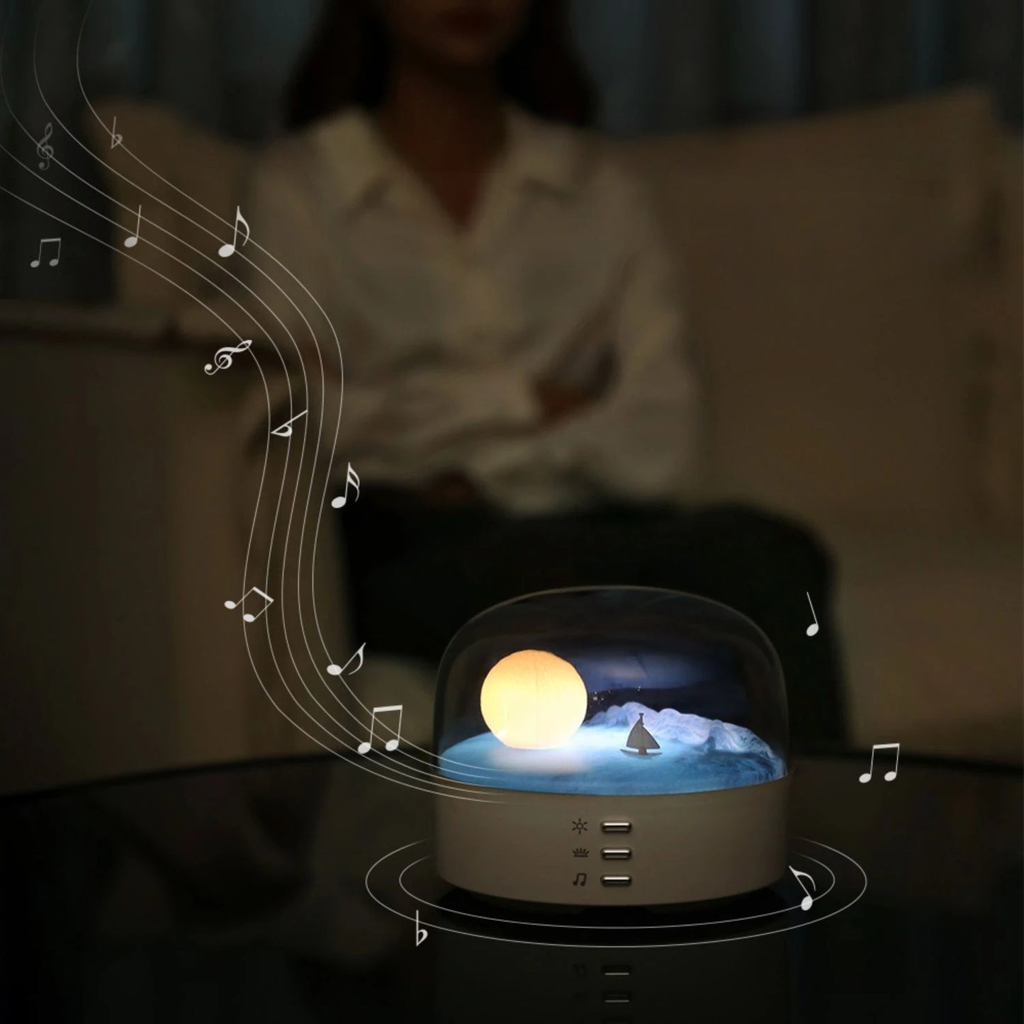 Moon LED Atmosphere Night Light Speaker Bluetooth